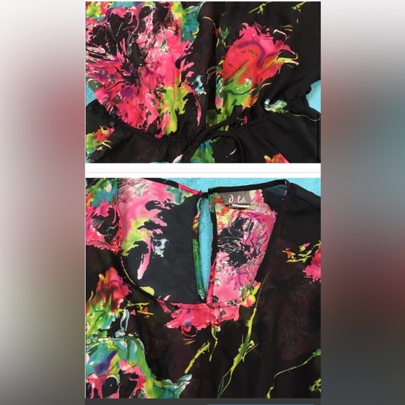 Free! Semi sheer crossover top with thin, elastic waistband and peplum hemline - Picture 9 of 9